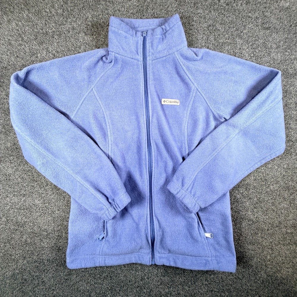 Columbia Fleece Jacket Womens M Clematis Blue Mock Neck Raglan Full Zip READ‎